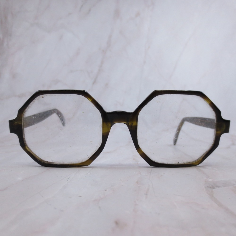 Vintage Bausch & Lomb Octagon Eyeglasses Tortoise Shell Frames 5 1/4 1970s Retro